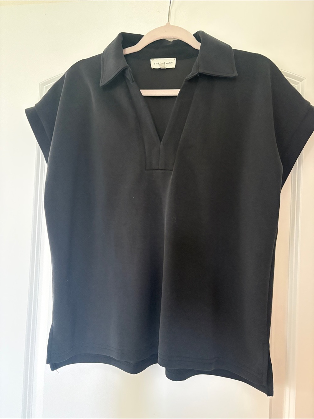 entro Black Short-Sleeve Polo Tee
